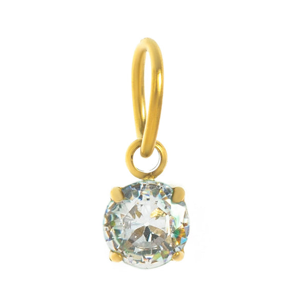 Birthstone Pendant Stainless Steel Geometric Crystal Electroplating Necklace