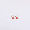 Birthstone Stud Earrings Geometric Style Titanium Steel Real Gold Electroplated For Women