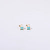 Birthstone Stud Earrings Geometric Style Titanium Steel Real Gold Electroplated For Women