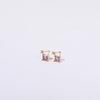 Birthstone Stud Earrings Geometric Style Titanium Steel Real Gold Electroplated For Women