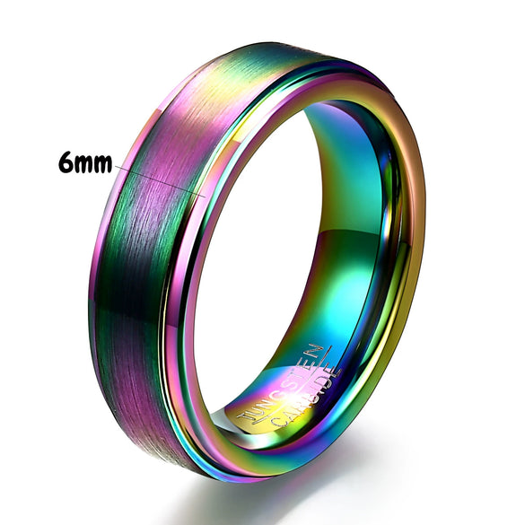 Black And Gold Brushed Tungsten Steel Geometric Ring Electroplated Unisex Fashion Jewelry Wholesale