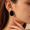 Black And Gold Geometric Drop Earrings And Ring Set Irregular Shape Polished Electroplated Iron Jewelry Accessories