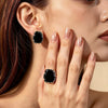 Black And Gold Geometric Drop Earrings And Ring Set Irregular Shape Polished Electroplated Iron Jewelry Accessories