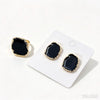 Black And Gold Geometric Drop Earrings And Ring Set Irregular Shape Polished Electroplated Iron Jewelry Accessories