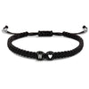 Black And White Heart Shaped Cord Braided Bracelet With Letter Design Hand Woven Simple Unisex Couple Bracelet