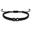 Black And White Heart Shaped Cord Braided Bracelet With Letter Design Hand Woven Simple Unisex Couple Bracelet