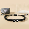 Black And White Heart Shaped Cord Braided Bracelet With Letter Design Hand Woven Simple Unisex Couple Bracelet