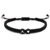 Black And White Heart Shaped Cord Braided Bracelet With Letter Design Hand Woven Simple Unisex Couple Bracelet