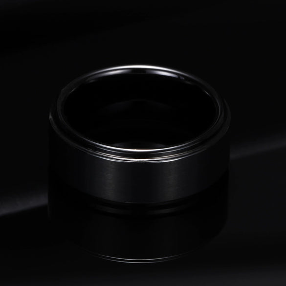 Black Brushed Tungsten Steel Geometric Ring For Men And Unisex Fashion Electroplated Jewelry Accessory