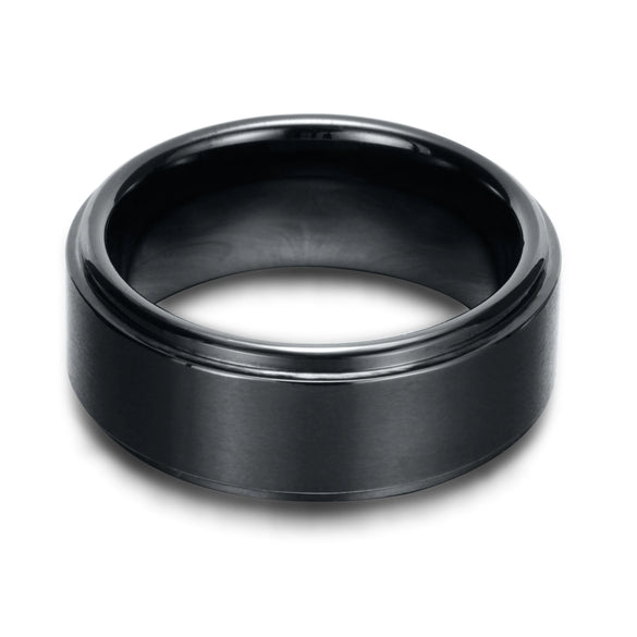 Black Brushed Tungsten Steel Geometric Ring For Men And Unisex Fashion Electroplated Jewelry Accessory