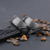 Black Electroplated Damascus Steel Round Earrings With Stainless Steel Ear Posts Minimalist Geometric Unisex Jewelry