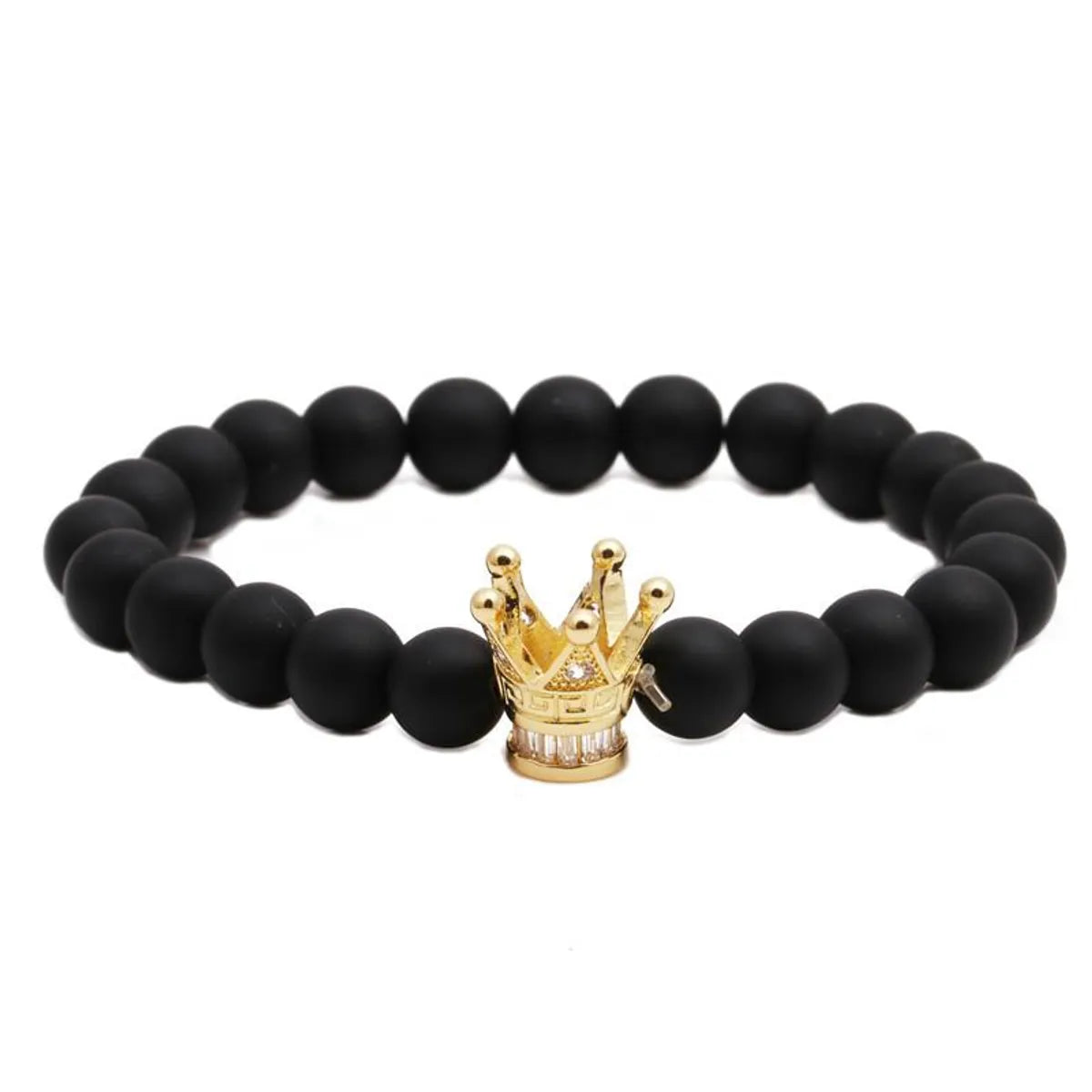 Black Frosted Bead Diy Crown Bracelet White Turquoise Crown Men&#39;s Bracelet