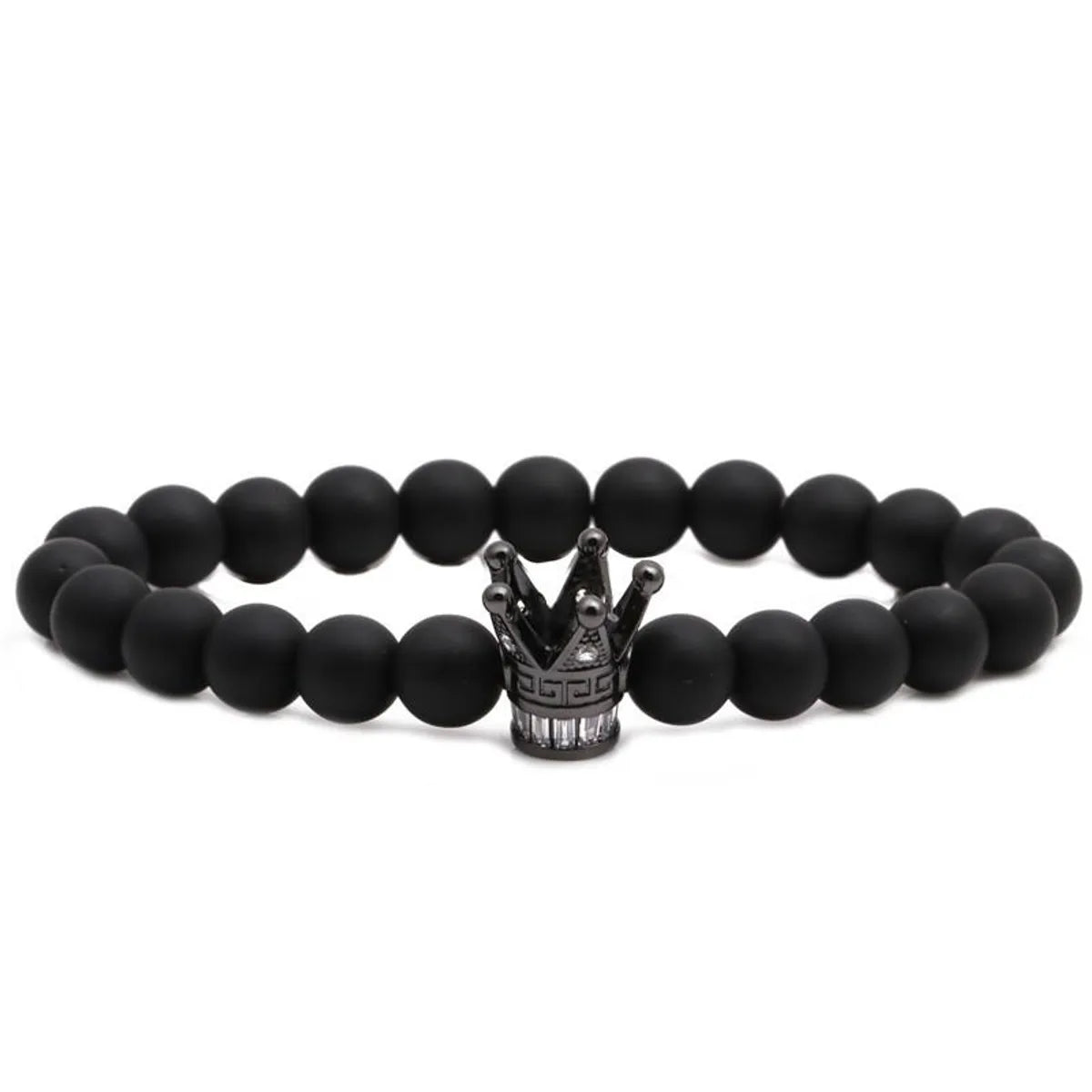 Black Frosted Bead Diy Crown Bracelet White Turquoise Crown Men&#39;s Bracelet