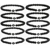 Black Frosted Volcanic Stone Beaded Bracelet With English Letter Pattern Electroplated