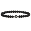 Black Frosted Volcanic Stone Beaded Bracelet With English Letter Pattern Electroplated