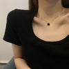 Black Geometric Square Alloy Necklace For Women Fashion Clavicle Chain With Electroplated Elegant Cold Style Design