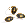 Black Gold Classic Star Oval Women's Stainless Steel Earrings And Ring With Electroplating Design