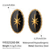 Black Gold Classic Star Oval Women's Stainless Steel Earrings And Ring With Electroplating Design