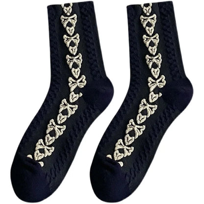 Black Tube Socks Ins Butterfly Retro Socks