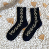 Black Tube Socks Ins Butterfly Retro Socks