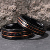 Black Tungsten Steel Ring With Dinosaur Fossil Inlay Electroplated Minimalist Geometric Unisex Jewelry