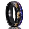 Black Tungsten Steel Ring With Gold Foil Inlay Minimalist Geometric Electroplated Design For Men And Women