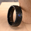 Black Tungsten Steel Ring With Smooth Surface Beveled Edges And Imitation Meteorite Fragment Inlay Minimalist Geometric Unisex Jewelry