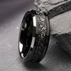 Black Tungsten Steel Ring With Smooth Surface Beveled Edges And Imitation Meteorite Fragment Inlay Minimalist Geometric Unisex Jewelry