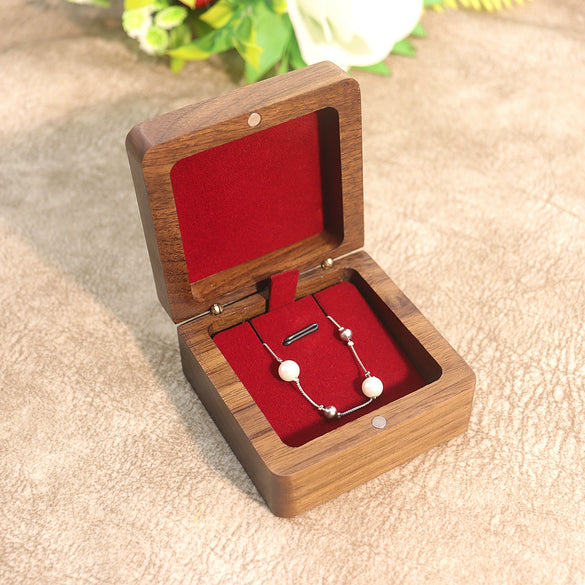 Black Walnut Wood Jewelry Packaging Box With Flannel Lining For Bracelet Necklace And Small Pendant