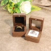 Black Walnut Wooden Jewelry Ring Box With Flannel Lining Square Carved Gift Box For Proposal And Wedding