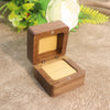 Black Walnut Wooden Jewelry Ring Box With Flannel Lining Square Carved Gift Box For Proposal And Wedding