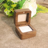 Black Walnut Wooden Jewelry Ring Box With Flannel Lining Square Carved Gift Box For Proposal And Wedding