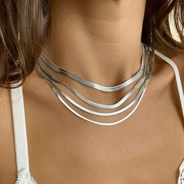 Blade Necklace With Plain Chain Pendant And Snake Bone Chain In Stainless Steel And Titanium Steel U Shape Electroplating Treatment Simple Fashion Accessories For Unisex