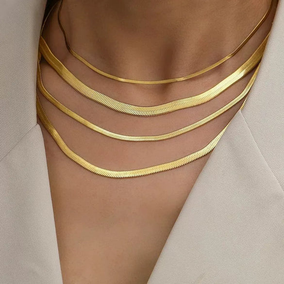 Blade Necklace With Plain Chain Pendant And Snake Bone Chain In Stainless Steel And Titanium Steel U Shape Electroplating Treatment Simple Fashion Accessories For Unisex