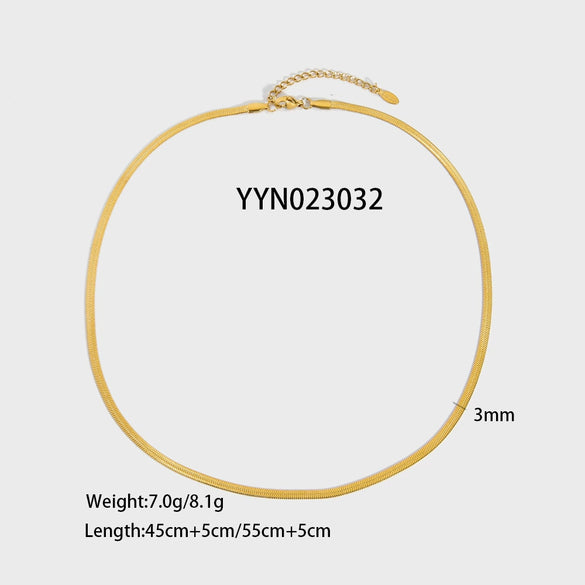 Blade Stainless Steel Clavicle Chain Jewelry 18K Gold Plated For Women