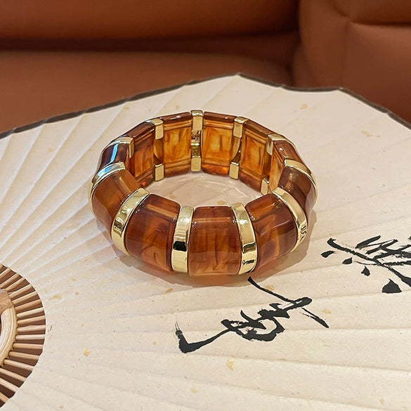 Blooming Irregular Geometric Resin Acrylic Bracelet With Dripping Oil Processing Fashion Light Luxury Jewelry