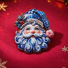Blue And White Porcelaininspired Rhinestone Santa Claus Brooch With Glaze Drip Finish Electroplated Alloy Festive Pin
