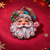 Blue And White Porcelaininspired Rhinestone Santa Claus Brooch With Glaze Drip Finish Electroplated Alloy Festive Pin