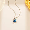 Blue Diamond Planet Titanium Steel Necklace With Electroplating Treatment Water Wave Chain Star And Constellation Pattern For Women