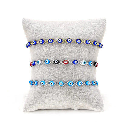 Blue Eye Fashion Flower Crystal Pearl Bead Alloy Bracelet