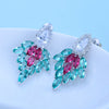 Blue Leafshaped Copper Zircon Earrings With Electroplated Finish For Women Fashion Jewelry
