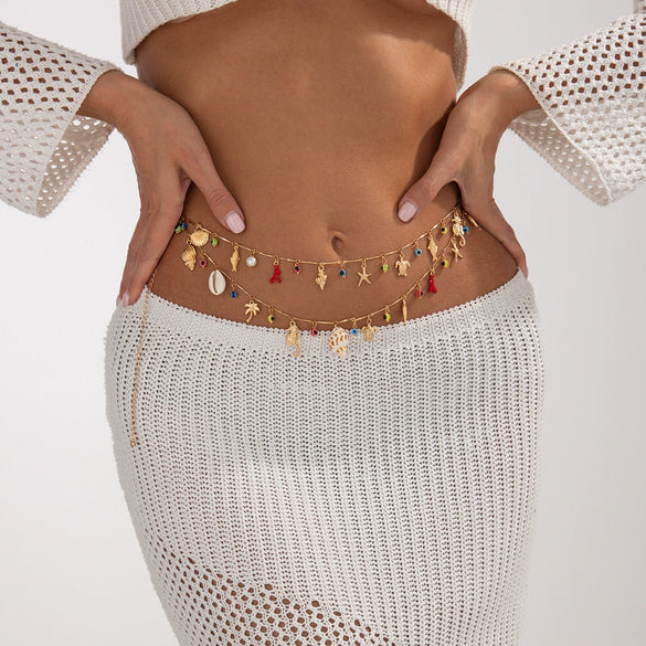 Body Chain Metal Conch Turtle Lobster Clasp Hip Hop Style