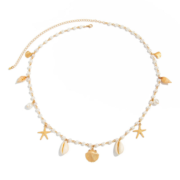 Body Chain Metal Imitation Pearl Conch Starfish Scallop Shell For Women
