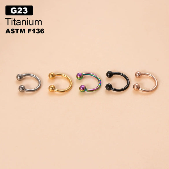 Body Jewelry Piercing Jewelry Titanium Alloy Geometric Cshaped Horseshoe Ring Inlaid Zircon