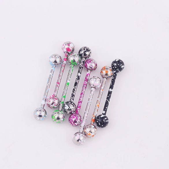 Body Piercing Jewelry Stainless Steel Geometric Baking Paint Tongue Ring Nail