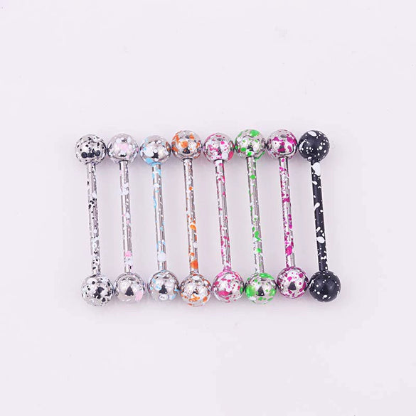 Body Piercing Jewelry Stainless Steel Geometric Baking Paint Tongue Ring Nail