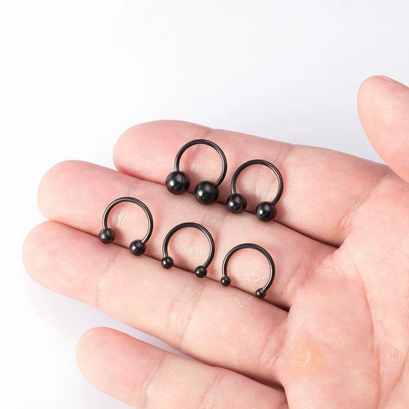 Body Piercing Jewelry Stainless Steel Geometric C Rod Ring With Color Retention Vacuum Treatment