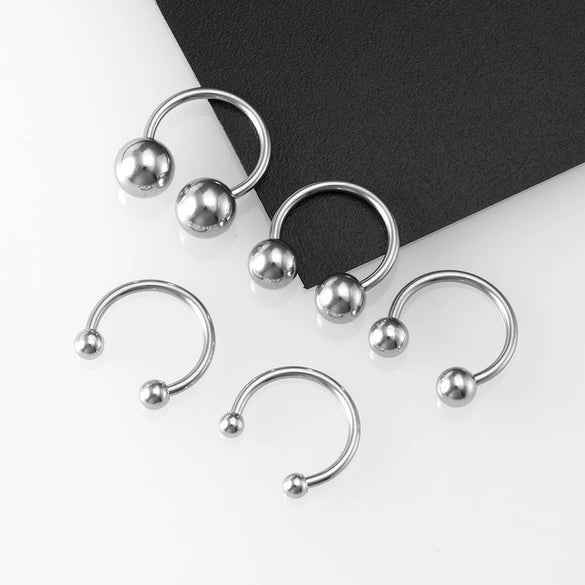 Body Piercing Jewelry Stainless Steel Geometric C Rod Ring With Color Retention Vacuum Treatment