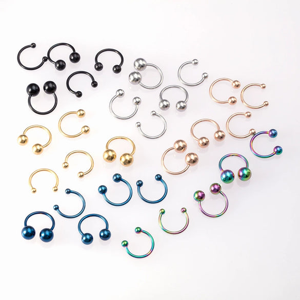 Body Piercing Jewelry Stainless Steel Geometric C Rod Ring With Color Retention Vacuum Treatment
