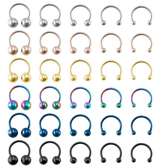 Body Piercing Jewelry Stainless Steel Geometric C Rod Ring With Color Retention Vacuum Treatment